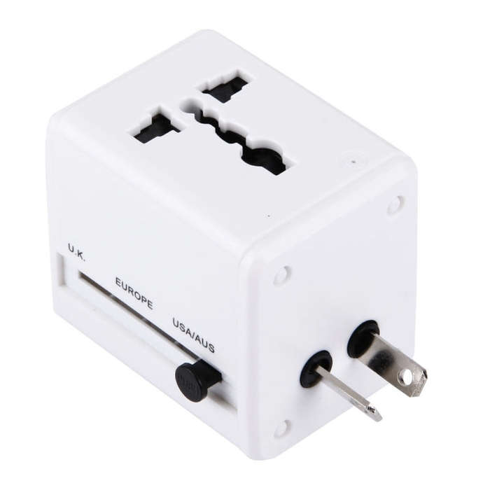 World-Wide Universal Travel Concealable Plugs Adapter with & Built-in Dual USB Ports Charger for ...