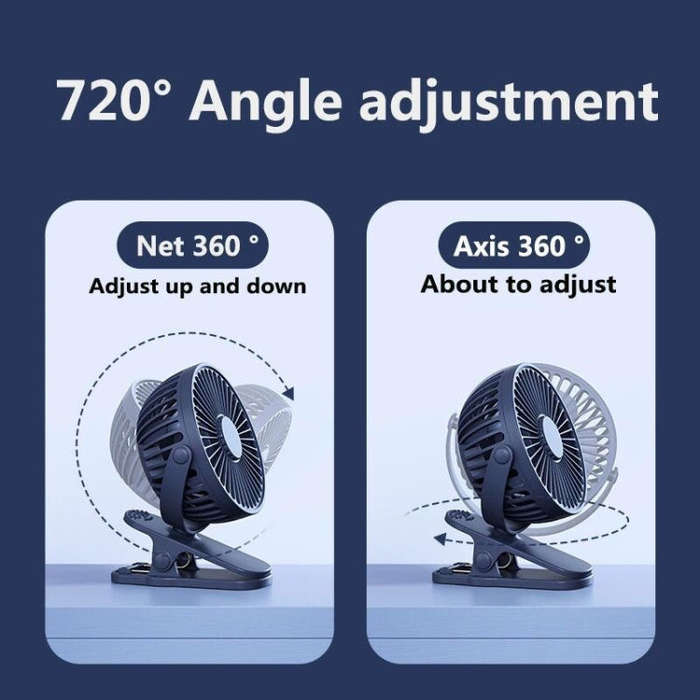 Desktop Portable USB Mini Clip Fan (Blue)