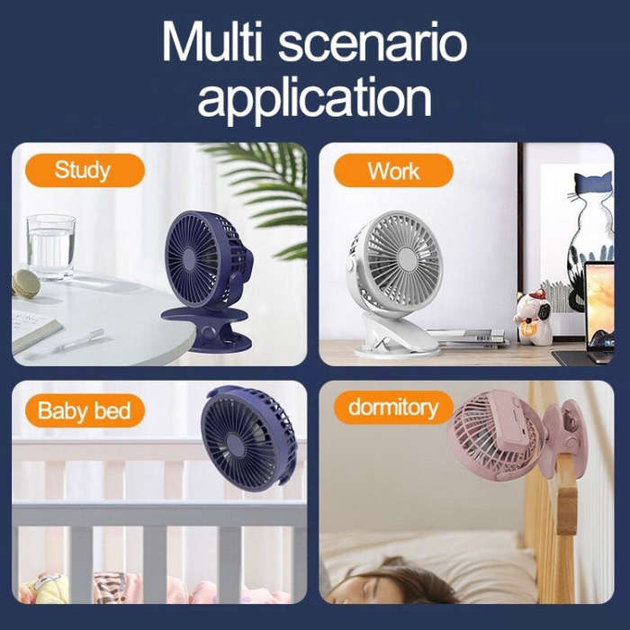 Desktop Portable USB Mini Clip Fan (Blue)