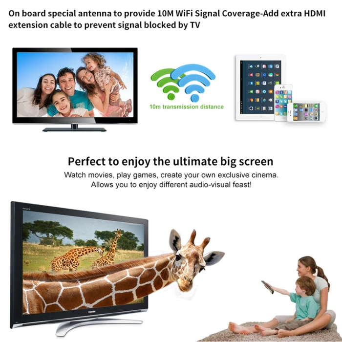 M2 Plus Wireless WiFi Display Dongle Receiver Airplay Miracast DLNA 1080P HDMI TV Stick for iPhon...