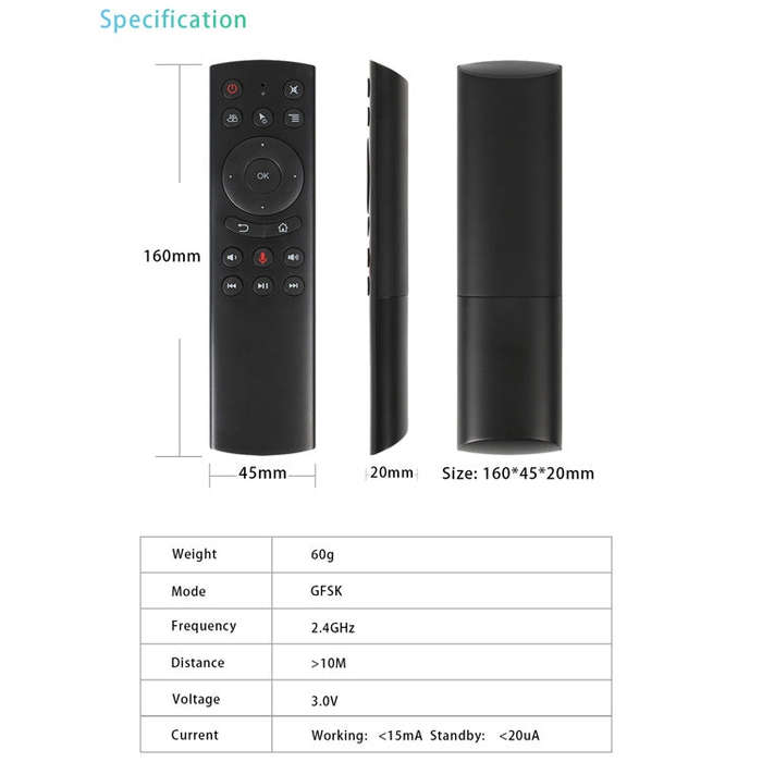 G20S 2.4G Air Mouse Remote Control with Fidelity Voice Input & IR Learning & 6-axis Gyroscope for...
