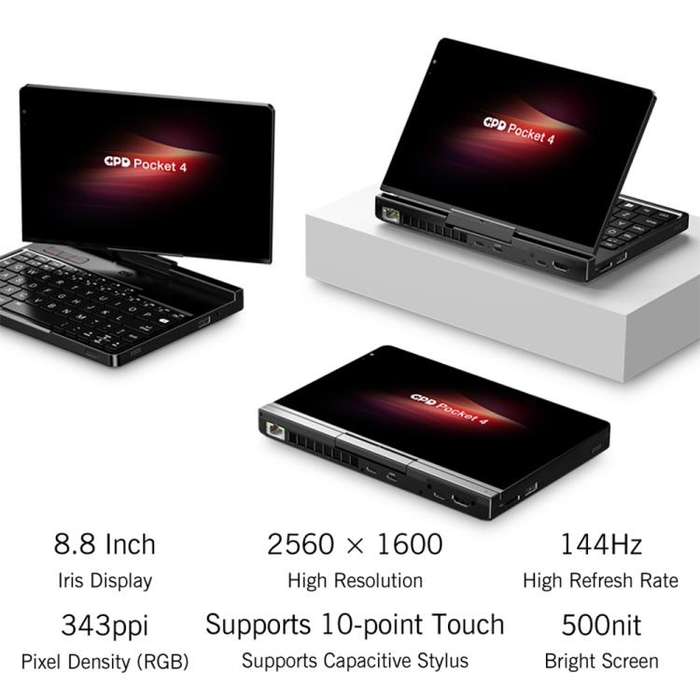 GPD Pocket 4 Handheld Gaming PC, 32GB+2TB, 8.8 inch Windows 11 Home AMD Ryzen AI 9 HX 370, UK Plug