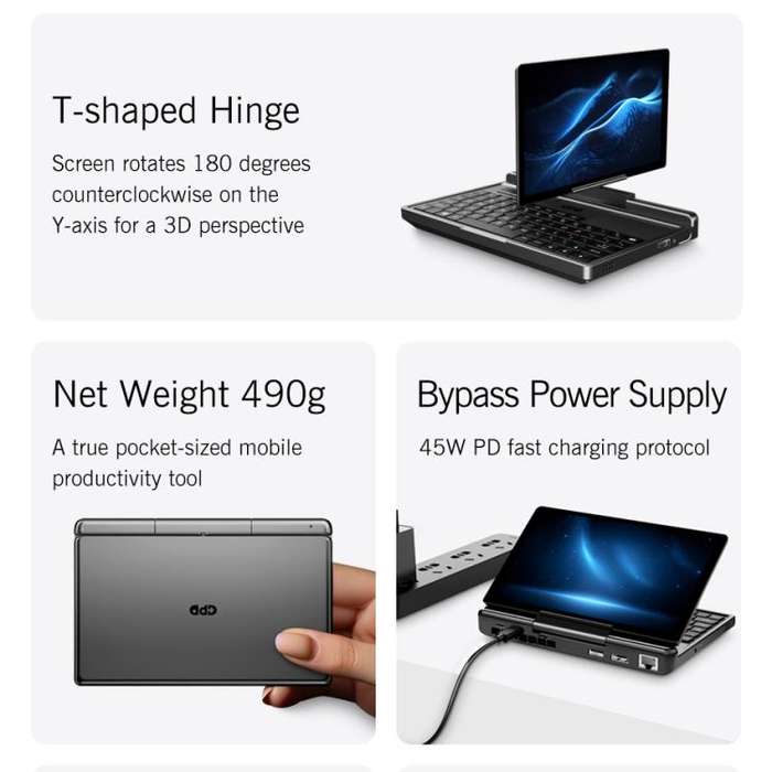GPD MicroPC 2 Handheld Gaming PC, 16GB+512GB, 7 inch Windows 11 Pro Intel Processor N250, UK Plug