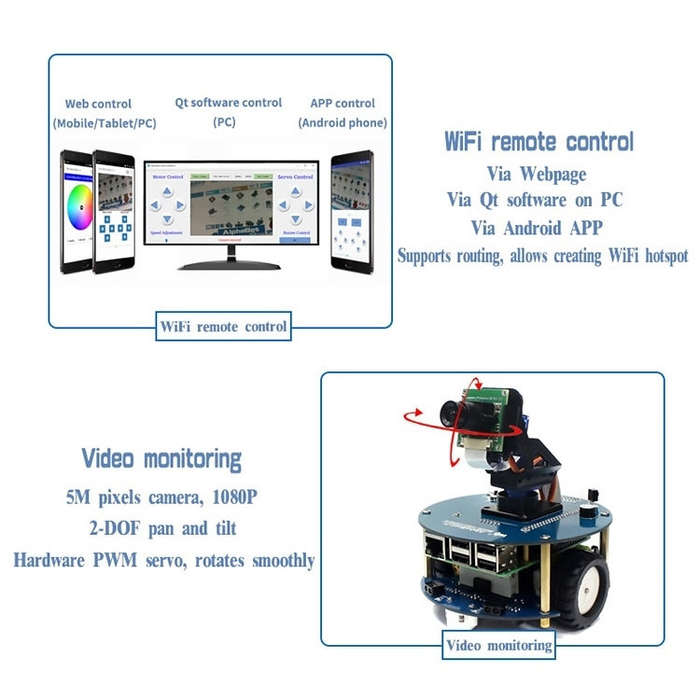 Waveshare AlphaBot2 robot building kit for Raspberry Pi 3 Model B