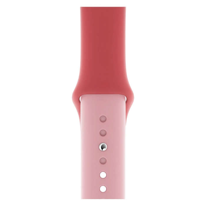 Double Colors Silicone Watch Band for Apple Watch Series 3 & 2 & 1 42mm (Rose Red+Light Pink)