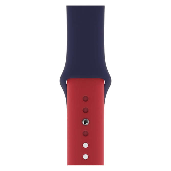 Double Colors Silicone Watch Band for Apple Watch Series 3 & 2 & 1 42mm (Dark Blue+Red)