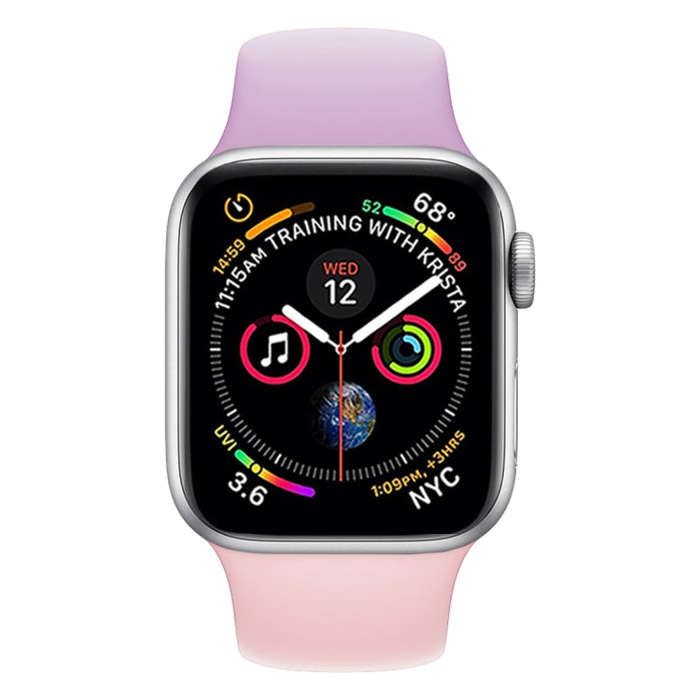 Double Colors Silicone Watch Band for Apple Watch Series 3 & 2 & 1 42mm (Purple+Light Pink)