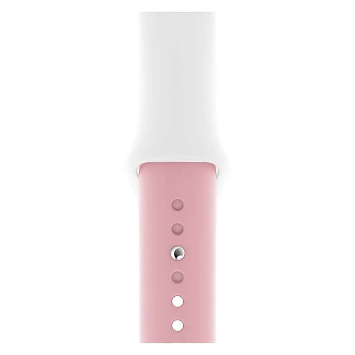 Double Colors Silicone Watch Band for Apple Watch Series 3 & 2 & 1 38mm(White+Light Pink)