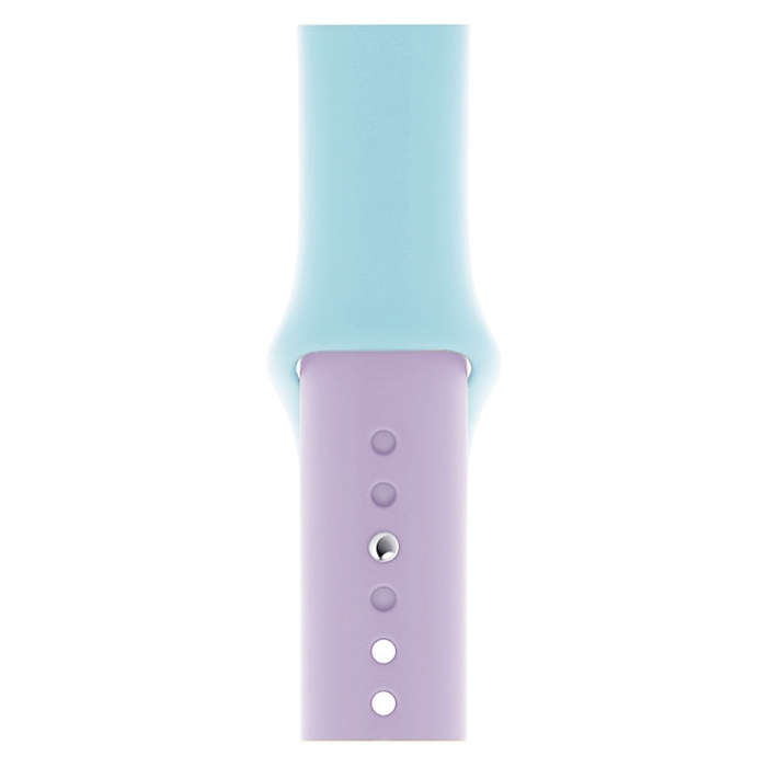 Double Colors Silicone Watch Band for Apple Watch Series 3 & 2 & 1 38mm (Purple+Turquoise)