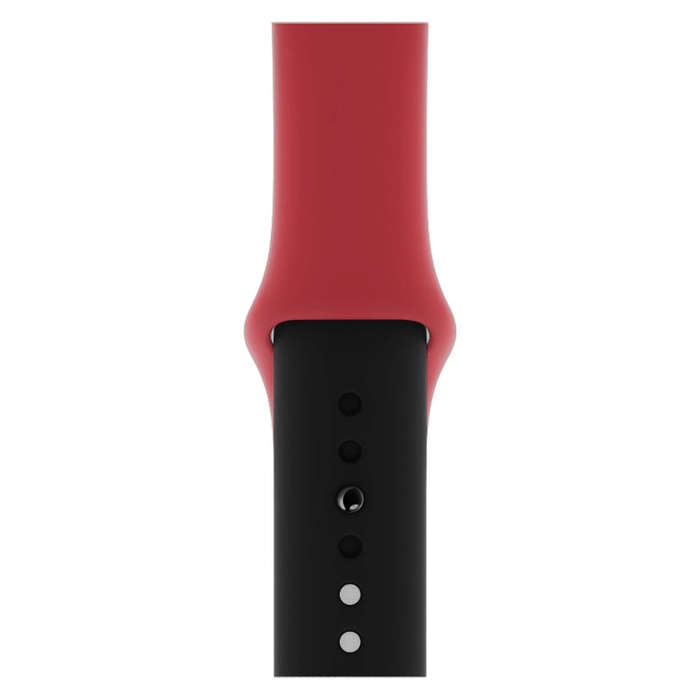 Double Colors Silicone Watch Band for Apple Watch Series 3 & 2 & 1 38mm(Red + Black)