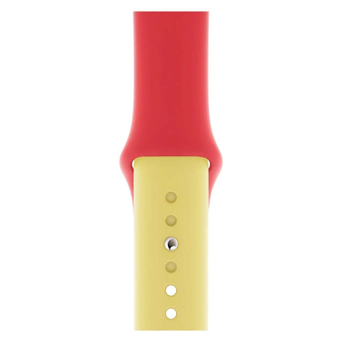 Double Colors Silicone Watch Band for Apple Watch Series 3 & 2 & 1 38mm (Red+Yellow)
