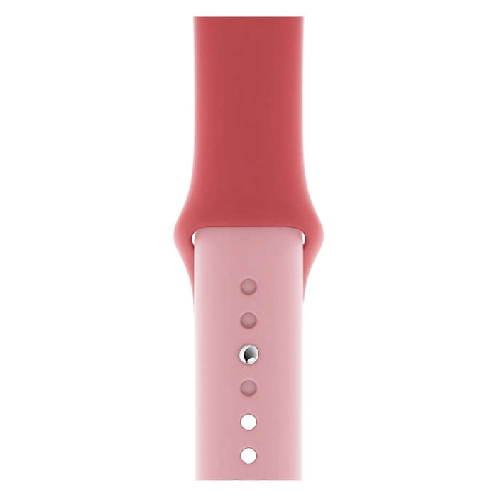 Double Colors Silicone Watch Band for Apple Watch Series 3 & 2 & 1 38mm (Rose Red+Light Pink)