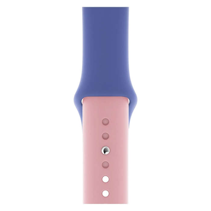 Double Colors Silicone Watch Band for Apple Watch Series 3 & 2 & 1 38mm (Light Blue+Light Pink)