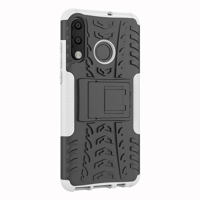 Tire Texture TPU+PC Shockproof Phone Case for Huawei P30 Lite / Nova 4e, with Holder (White)