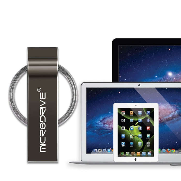 MicroDrive 4GB USB 2.0 Metal Keychain U Disk (Black)