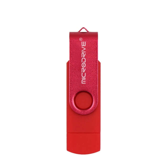 MicroDrive 32GB USB 2.0 Mobile Computer Dual-use Rotating OTG Metal U Disk (Red)