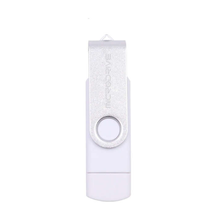 MicroDrive 32GB USB 2.0 Mobile Computer Dual-use Rotating OTG Metal U Disk (White)