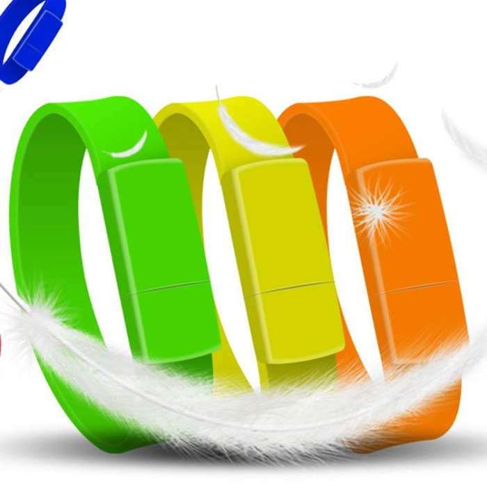 MicroDrive 128GB USB 2.0 Fashion Bracelet Wristband U Disk (Yellow)