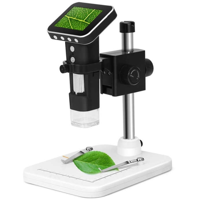 500X Zoom Magnifier 3MP Image Sensor USB Digital Microscope with 2.5 inch Screen & 8 LED & Profes...