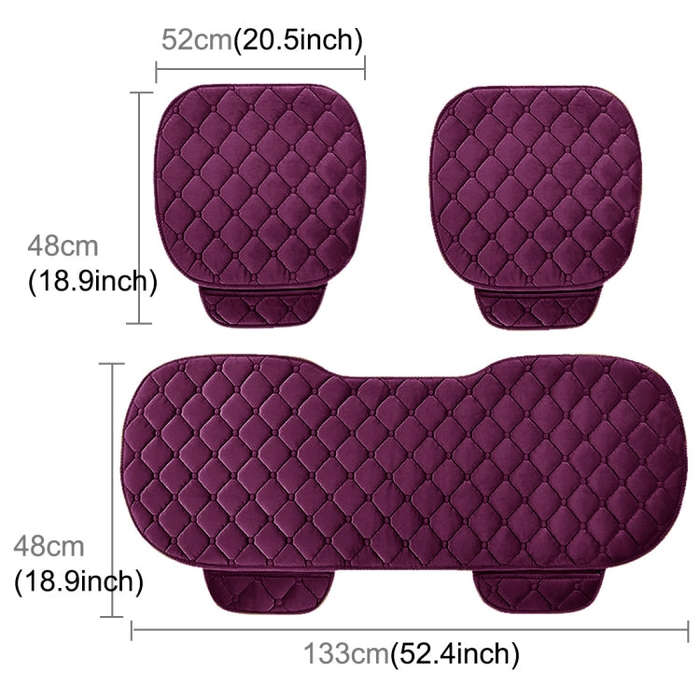 3 PCS / Set Luxurious Warm Car Seat Cover Cushion Universal Front Back Seat Covers Car Non-slip C...