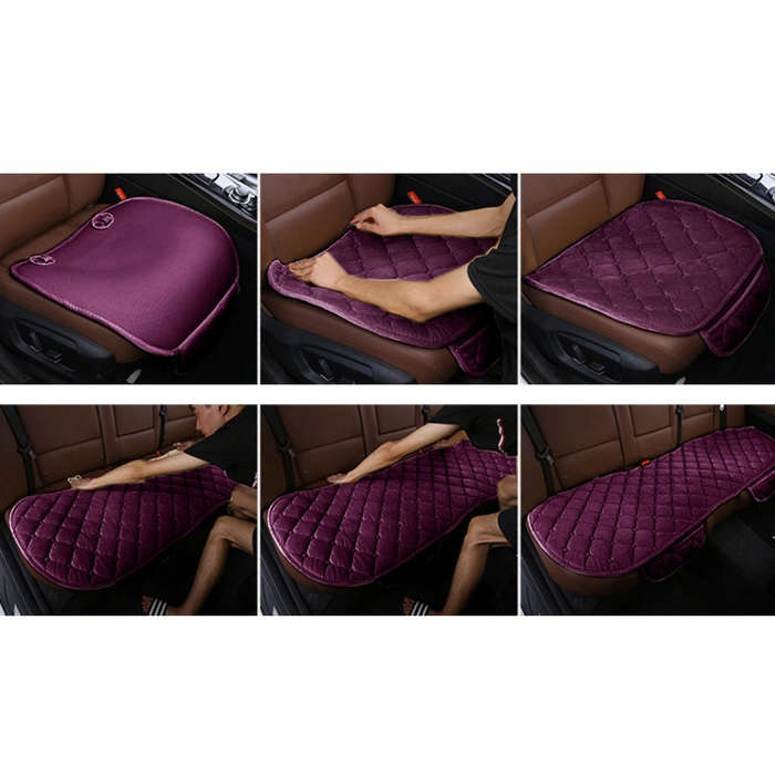 3 PCS / Set Luxurious Warm Car Seat Cover Cushion Universal Front Back Seat Covers Car Non-slip C...
