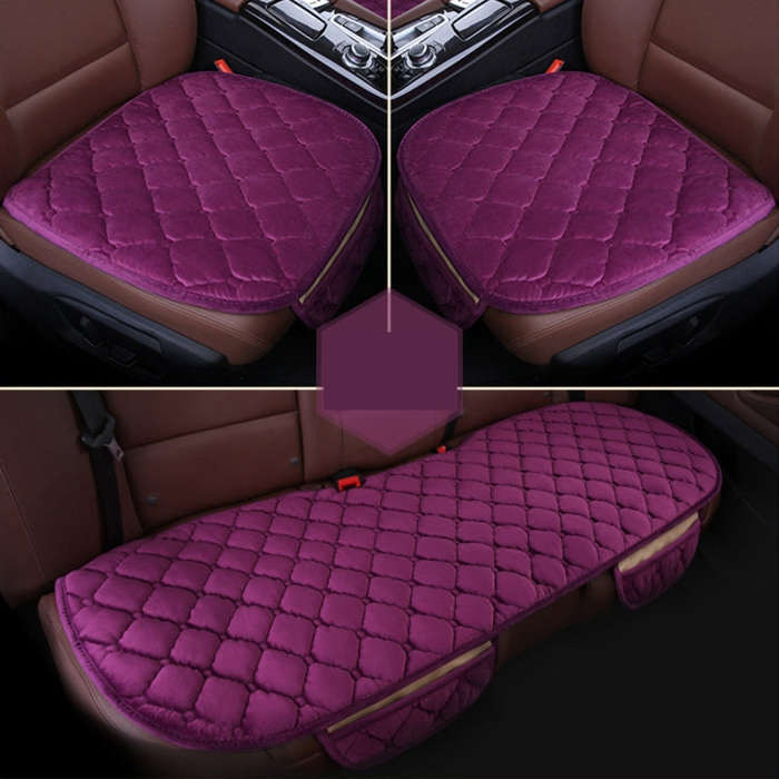 3 PCS / Set Luxurious Warm Car Seat Cover Cushion Universal Front Back Seat Covers Car Non-slip C...