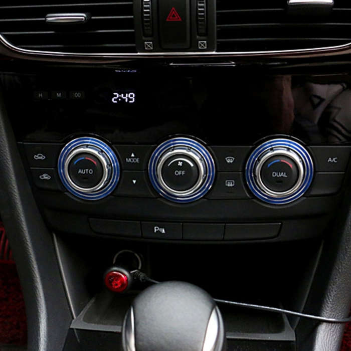 3 PCS Car Aluminum Air Conditioner Knob Case For ATENZA(Blue)