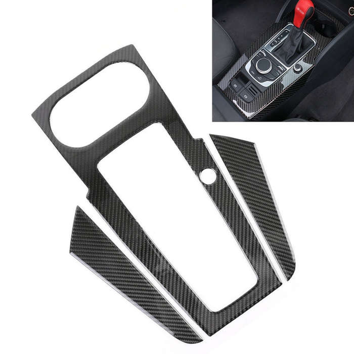 3 PCS Car Carbon Fiber Gear Panel Decorative Sticker for Audi A3 2014-2018, without Engine Start ...