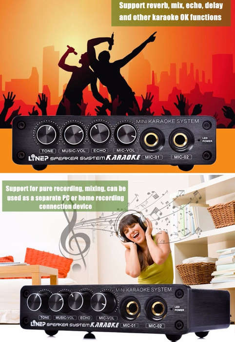A933 Mini Karaoke Machine System Sound Mixer Amplifier for PC / TV / Mobile Phones, Support RCA i...