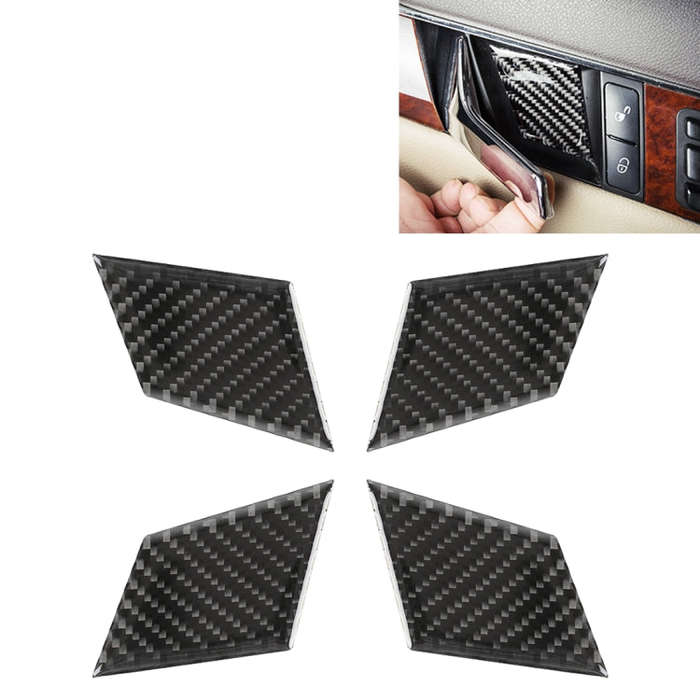 4 PCS Car Door Inner Handle Wrist Panel Carbon Fiber Decorative Sticker for Mercedes-Benz W204 20...