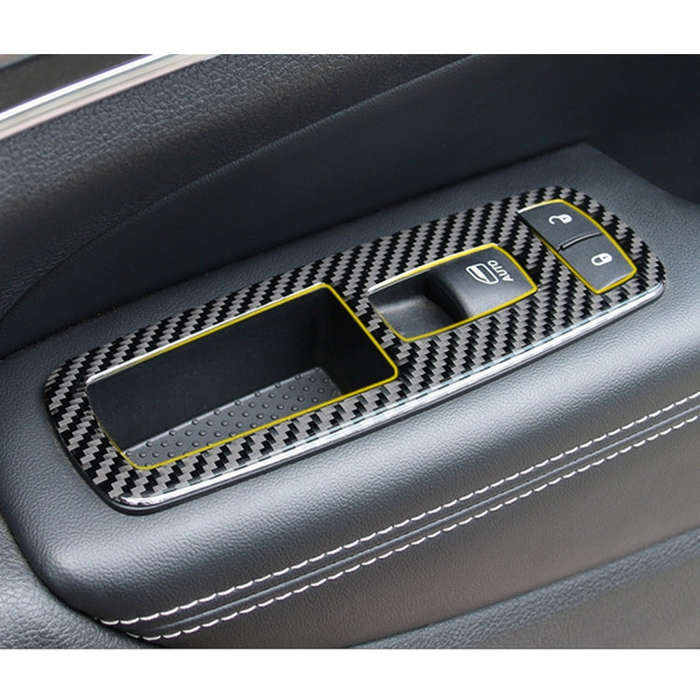4 PCS Car Window Lift Switch Panel Carbon Fiber Decorative Sticker for Jeep Grand Cherokee 2011-2018