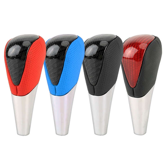 Universal High Carbon Fiber Texture Leather Hole Pattern Car Gear Shift Knob Modified Shifter Lev...