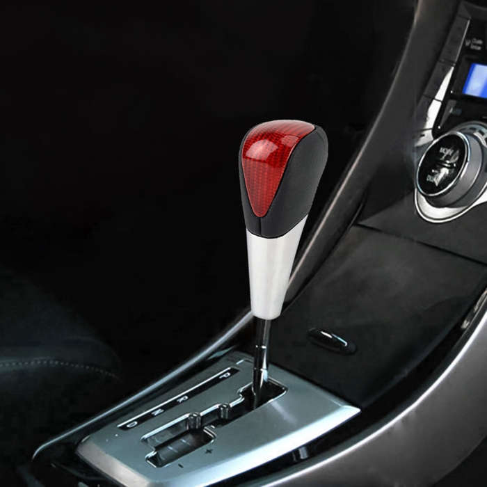 Universal High Carbon Fiber Texture Leather Hole Pattern Car Gear Shift Knob Modified Shifter Lev...