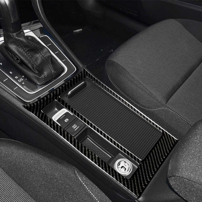 Car Carbon Fiber Water Cup Panel Decorative Sticker for Volkswagen Golf 7 2013-2017, Left Drive