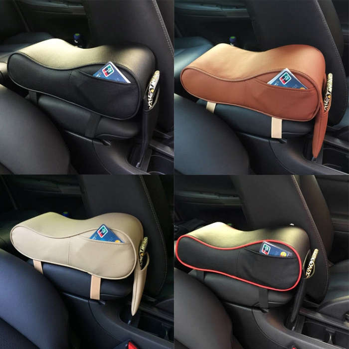 Universal Car PU Leather and Memory Foam Wrapped Armrest Box Car Armrest Box Mat with Phone Holde...