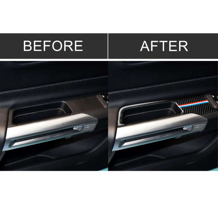 2 PCS Car USA Color Carbon Fiber Window Lift Panel Decorative Sticker for Ford Mustang 2015-2017,...