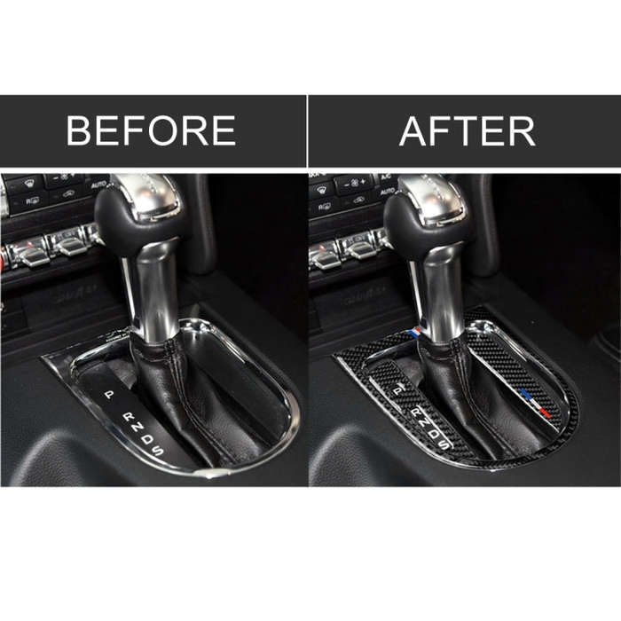 3 PCS Car USA Color Carbon Fiber Gearshift Panel Frame Decorative Sticker for Ford Mustang 2015-2...