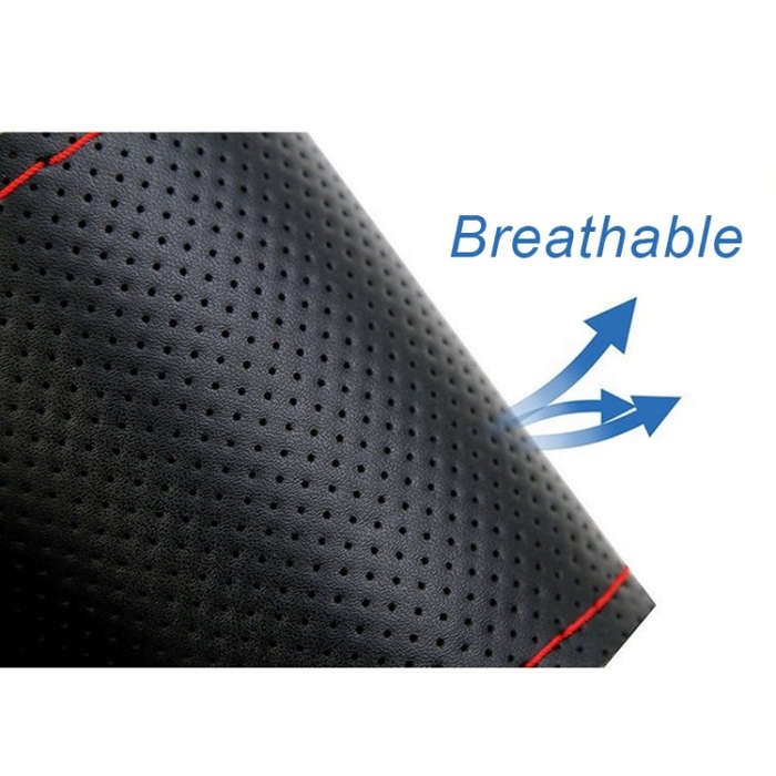 Four Seasons Genuine Leather Hand-stitched Car Adaptation Steering Wheel Cover for 38cm Steering ...