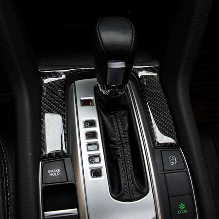 Carbon Fiber 3D DIY Shift Gear Panel Knob Cover Trim Decorative Sticker for Honda Civic 10th Gen ...