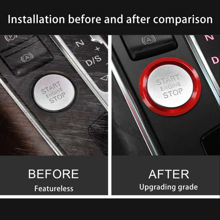 Car Engine Start Key Push Button Ring Trim Aluminum Alloy Sticker Decoration for Audi(Red)