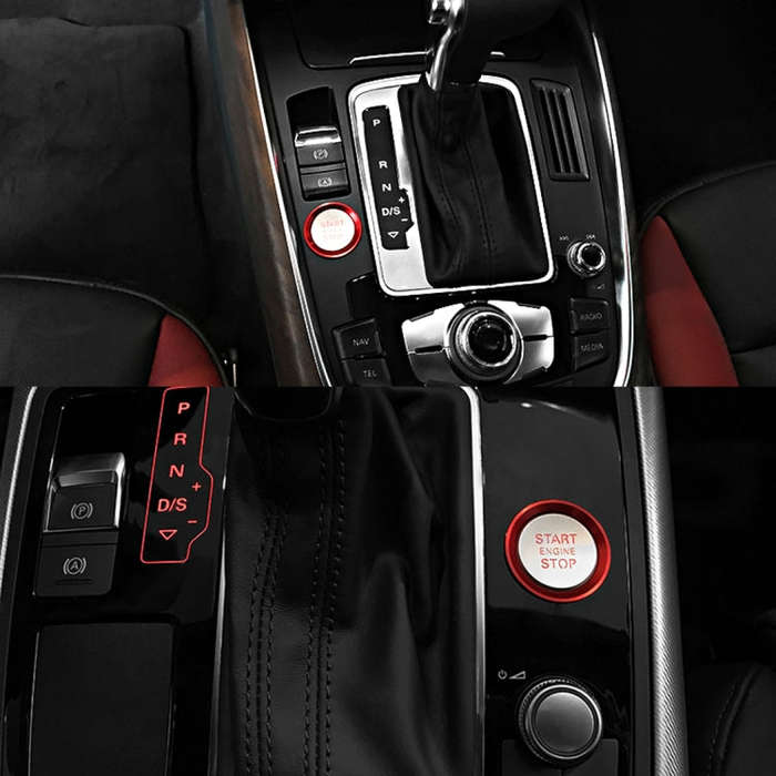 Car Engine Start Key Push Button Ring Trim Aluminum Alloy Sticker Decoration for Audi(Red)