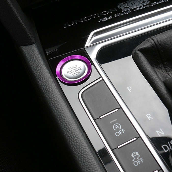 Car Engine Start Key Push Button Ring Trim Aluminum Alloy Sticker Decoration for Volkswagen(Purple)