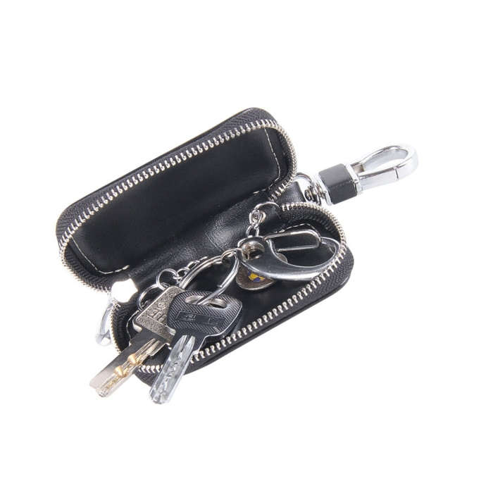 Universal Leather Flash Powder Texture Waist Hanging Zipper Wallets Key Holder Bag (No Include Ke...