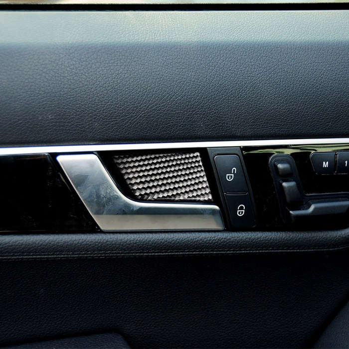 4 PCS Car Solid Color Carbon Fiber Door Inner Handle Wrist Panel Decorative Sticker for Mercedes-...