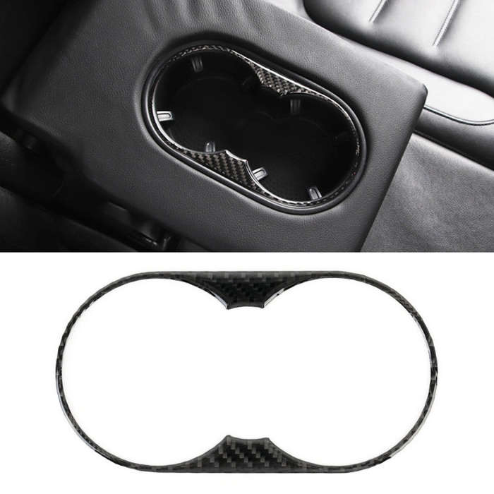 Car Carbon Fiber Rear Armrest Water Cup Holder Panel Decorative Sticker for Volkswagen Touareg 20...