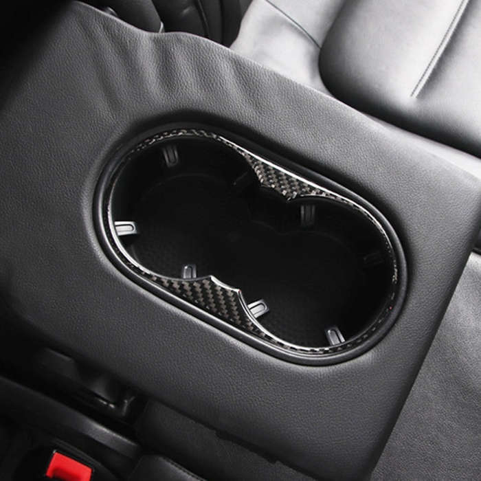 Car Carbon Fiber Rear Armrest Water Cup Holder Panel Decorative Sticker for Volkswagen Touareg 20...