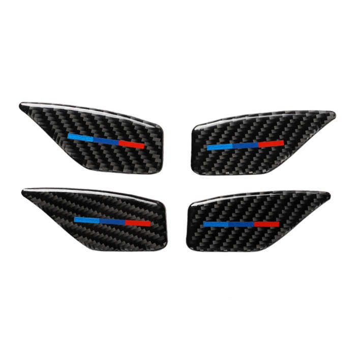4 PCS Car Tricolor Carbon Fiber Door Inner Handle Wrist Panel Decorative Sticker for BMW 5 Series...