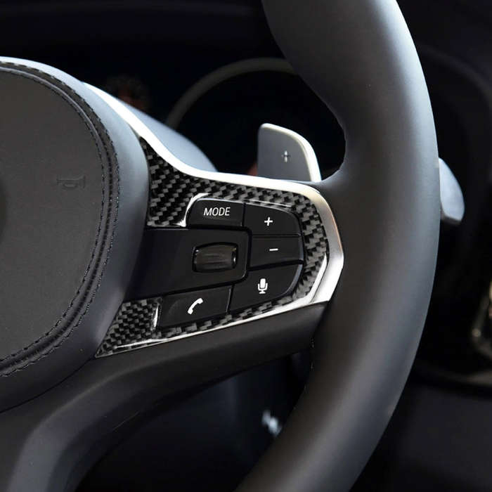 Car Carbon Fiber Steering Wheel Button Configuration A Decorative Sticker for BMW 5 Series G30/G3...