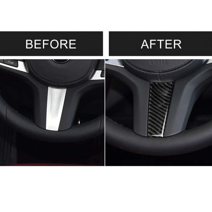 Car Carbon Fiber Steering Wheel Decorative Sticker for BMW 5 Series G30/G38 X3 G01/G08