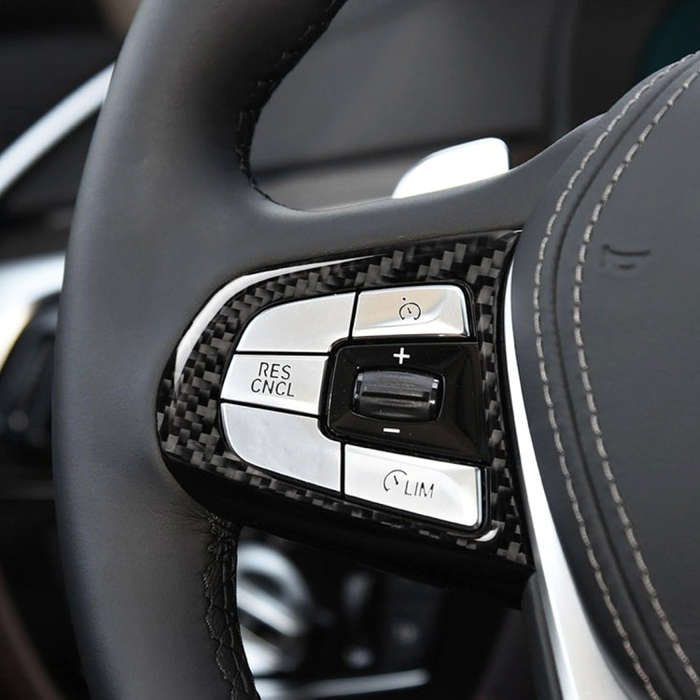 Car Carbon Fiber Steering Wheel Button Configuration B Decorative Sticker for BMW 5 Series G30/G3...